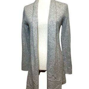 Lusso 100% Cashmere Open Front Cardigan – Women’s Small, Light Grey Long Drape S